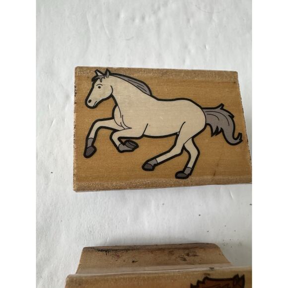 Lot Of 2 Horses Equestrian Wood Mounted Rubber Stamp Crafting #4063 - Picture 2 of 6
